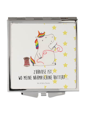 Mr. & Mrs. Panda Handtaschenspiegel Einhorn Näherin mit Spruch in Weiß
