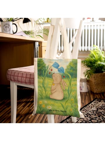 Mr. & Mrs. Panda Tote Bag Hase Blume Design ohne Spruch in Weiß