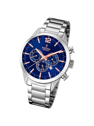Festina Chronograph-Armbanduhr Festina Timeless Chronograph silber groß (ca. 43,5mm)