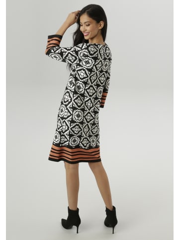 Aniston SELECTED Jerseykleid in schwarz-wollweiß-terra