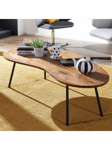 FineBuy Couchtisch in Braun / Sheesham / 63x122x36