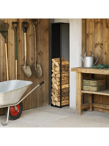 relaxdays Kaminholzregal in Schwarz - (B)23,5 x (H)157 x (T)30 cm