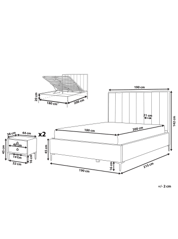 Beliani Schlafzimmer Set SEZANNE in Grün/Schwarz 190x215x142 cm