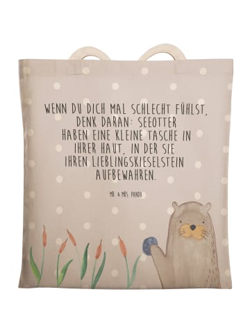 Mr. & Mrs. Panda Einkaufstaschen Otter Stein mit Spruch in Grau Pastell