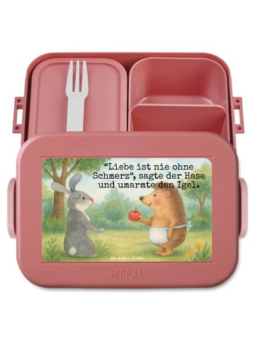 Mr. & Mrs. Panda Bento Box Hase Igel Design mit Spruch in Rot Pastell