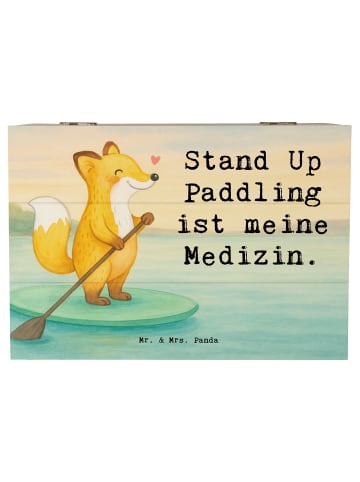 Mr. & Mrs. Panda Deko Kiste Fuchs Stand Up Paddling Design mit S... in Weiß