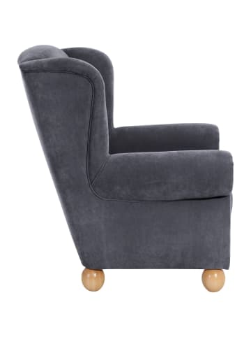 58 aufm Kessel OHRENBACKENSESSEL Kasha Bezug Veloursstoff Buche natur / anthrazit