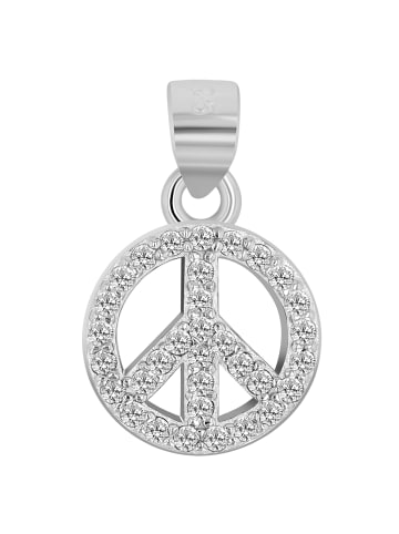 Adeliás Damen Anhänger Peace aus 925 Silber mit Zirkonia in silber