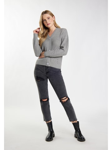 DreiMaster Damen Strickjacke in Grau Melange