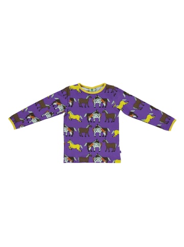 Småfolk Langarmshirt Horses in purple heart