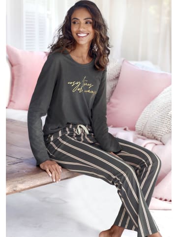 LASCANA Pyjamahose in anthrazit gestreift