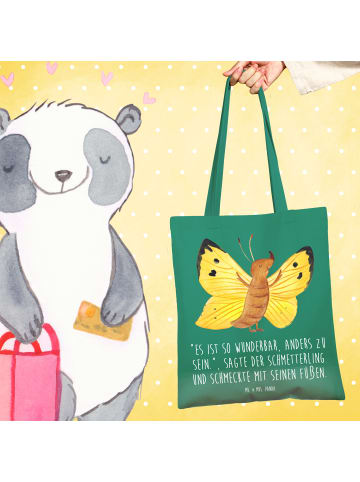 Mr. & Mrs. Panda Tasche Schmetterling Zitronenfalter mit Spruch in Mint