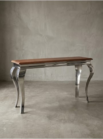 KADIMA DESIGN Konsolentisch Sheesham Massivholz/Metall 130x76,5x42cm Flurtisch