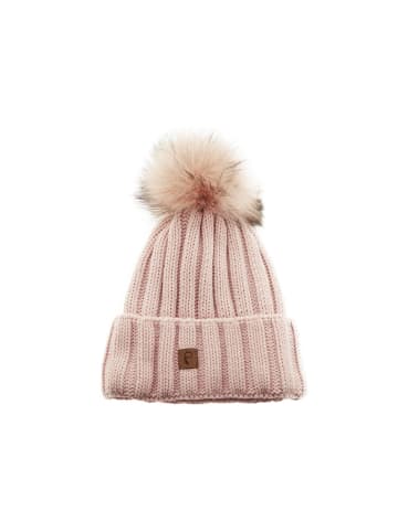 Faera Mütze zum Warmhalten im Herbst oder Winter Bommel-Mütze mit Futter in Hellrosa