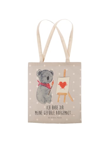 Mr. & Mrs. Panda Tote Bag Koala Künstler mit Spruch in Grau Pastell