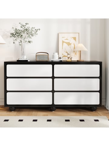 ABRIHOME Beistellschrank Stilvoller Schminktisch mit Sechs Schubladen 140×38×74.5 cm