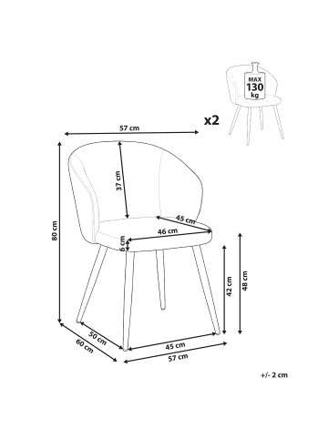 Beliani 2er-Set Esszimmerstuhl MOUNDVILLE in Beige/Schwarz