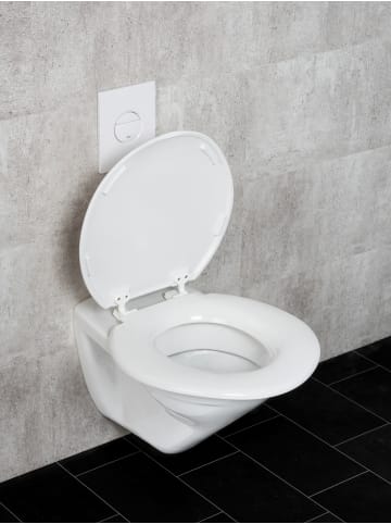 Wenko WC-Sitz aus widerstandsfähigem Duroplast TORINO XXL in Weiß, 44 x 43,5 cm