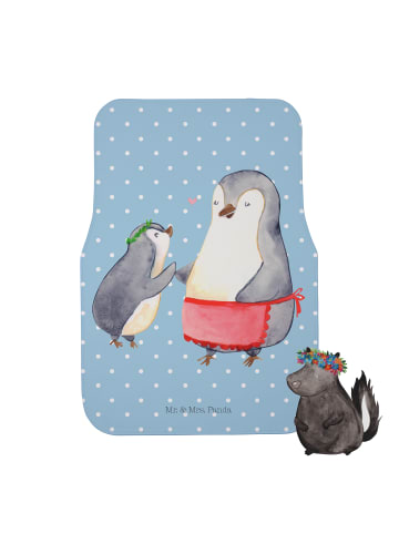 Mr. & Mrs. Panda Automatte Pinguin mit Kind ohne Spruch in Blau Pastell