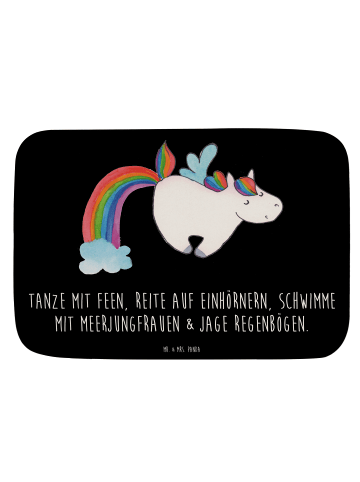 Mr. & Mrs. Panda Badteppich Einhorn Fliegendes Pferd mit Spruch in Schwarz