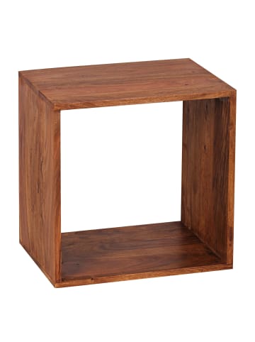 KADIMA DESIGN Cube Regal aus Massivholz, Beistelltisch/Bücherregal, vielseitig in Braun