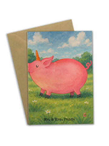 Mr. & Mrs. Panda Beileidskarte Einhorn Schwein Design ohne Spruch in Weiß