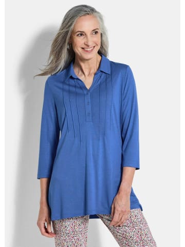 GOLDNER Elegantes Blusenshirt mit Biesen in royalblau
