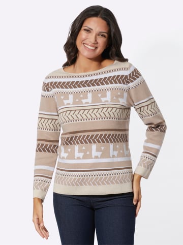 Sieh an! Jacquard-Pullover in beige-schoko-gemustert