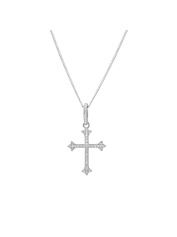 Alexander York Kette mit Anhänger KREUZ mit Zirkonia in 925 Sterling Silber, 2-tlg.