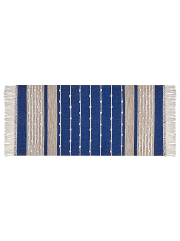 Beliani Kurzflor KONDHALI in Blau/Beige - (W) 80 x (H) 3 x (L) 150 cm