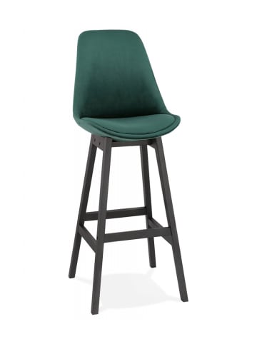 KADIMA DESIGN Barhocker Holz mit Samtbezug | Retro Design in Grün-Schwarz