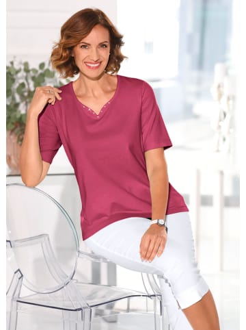 GOLDNER Kurzgröße: T-Shirt Halbarm Basic-Shirt aus Baumwolle in merlot