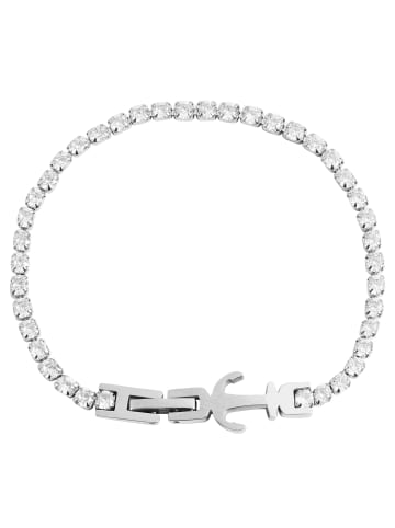 Adeliás Damen Armband Anker aus Edelstahl mit Strasssteine 17 cm in silber