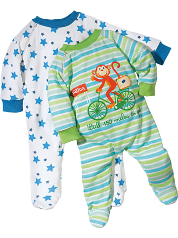 Erwin Müller Interlock-Jersey Baby-Schlafanzug 2er-Pack in grün/blau