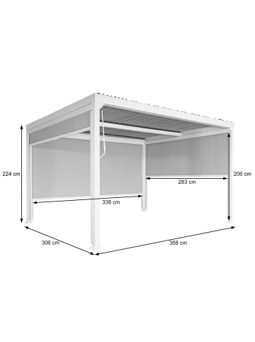 MCW Alu Pergola L41 mit 3x Seitenwand, Weiß