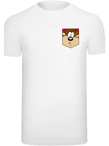 F4NT4STIC T-Shirt Looney Tunes Tasmanian Devil Face Faux Pocket in weiß