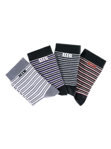 H.I.S Basicsocken in grau-schwarz, dunkelgrau-schwarz, rot-schwarz