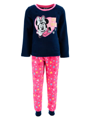 Disney Minnie Mouse 2tlg. Outfit: Schlafanzug Langarmshirt und Hose in Dunkel-Blau