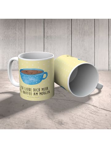 Mr. & Mrs. Panda Kindertasse Kaffee Tasse mit Spruch in Gelb Pastell