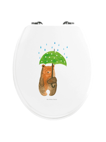 Mr. & Mrs. Panda Toilettendeckel Bär Regenschirm ohne Spruch in Weiß