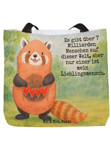 Mr. & Mrs. Panda Tote Bag Roter Panda Design mit Spruch in Weiß