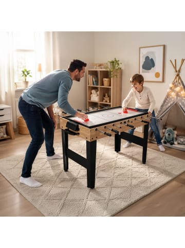 relaxdays Spieltisch "10 in 1" in Natur - (B)125 x (H)80 x (T)61 cm