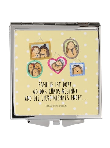 Mr. & Mrs. Panda Schminkspiegel klein Igel Familie mit Spruch in Gelb Pastell