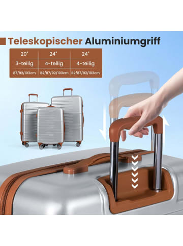 COSTWAY 3 tlg. Koffer Set 20+24+28 Zoll in Silber