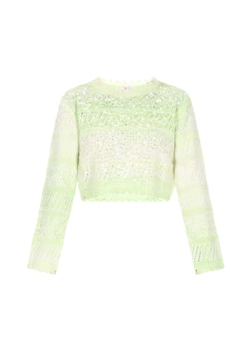 IZIA Women Sweater in light green multicolor