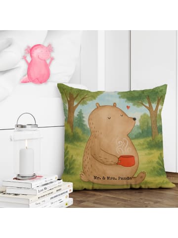 Mr. & Mrs. Panda Sofa Kissen Bär Kaffee Design ohne Spruch in Weiß