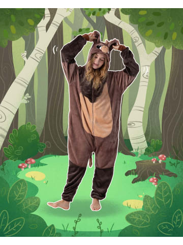 Corimori Corimori Wildschwein-Kostüm Wildsau Wild Boar Onesie für Erwachsene Damen Herren Kigurumi in Braun