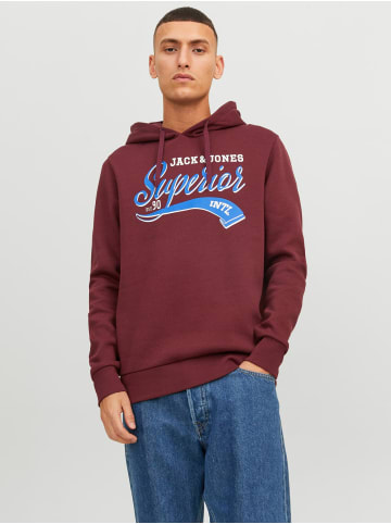 Jack & Jones Kapuzenpullover Sweater mit Print JJELOGO in Rot-2