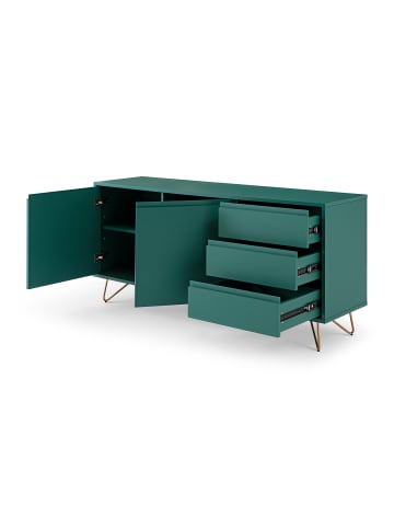 SalesFever Sideboard mit Stauraum Metallbeine Goldfarben und MDF matt lackiert in Grün