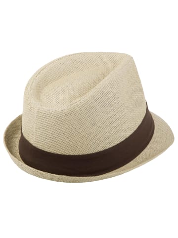 styleBREAKER Trilby Hut in Sand / Dunkelbraun